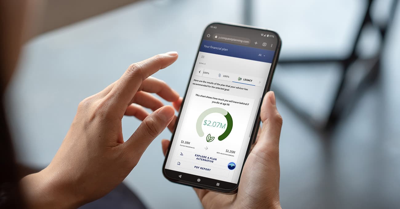 Financial planning app on phone